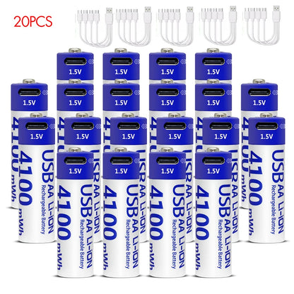 MATOV 1.5V 4100mWh AA Rechargeable Battery – USB Type-C Li-ion Battery for Remote Control, Smart Door Locks & Toys