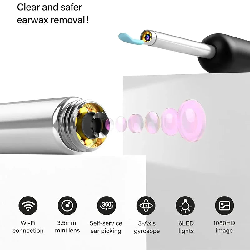 Wireless WiFi Ear Pick Otoscope Camera – Luminous Ear Wax Cleaner & Oral Inspection Health Care Kit