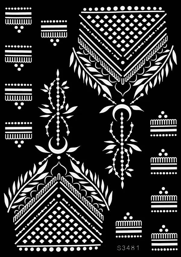Reusable Henna Stencil Templates for Hand & Body – Floral Tattoo Stencils for Women, Weddings & Festivals Body Art Makeup Tools
