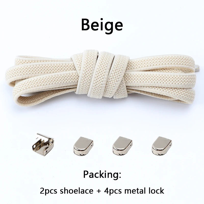 No-Tie Elastic Shoelaces – One Size Fits All Sneakers for Adults & Kids, Flat Tieless Shoestrings