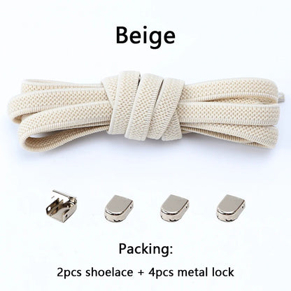 No-Tie Elastic Shoelaces – One Size Fits All Sneakers for Adults & Kids, Flat Tieless Shoestrings