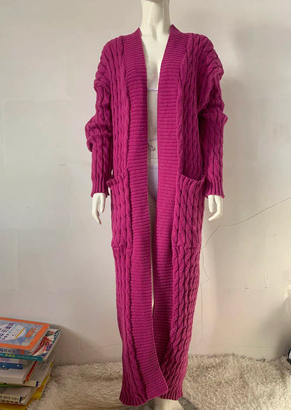Women’s Yellow Knitted Cardigan – Long Sleeve Crochet Sweater Jacket for Autumn & Winter