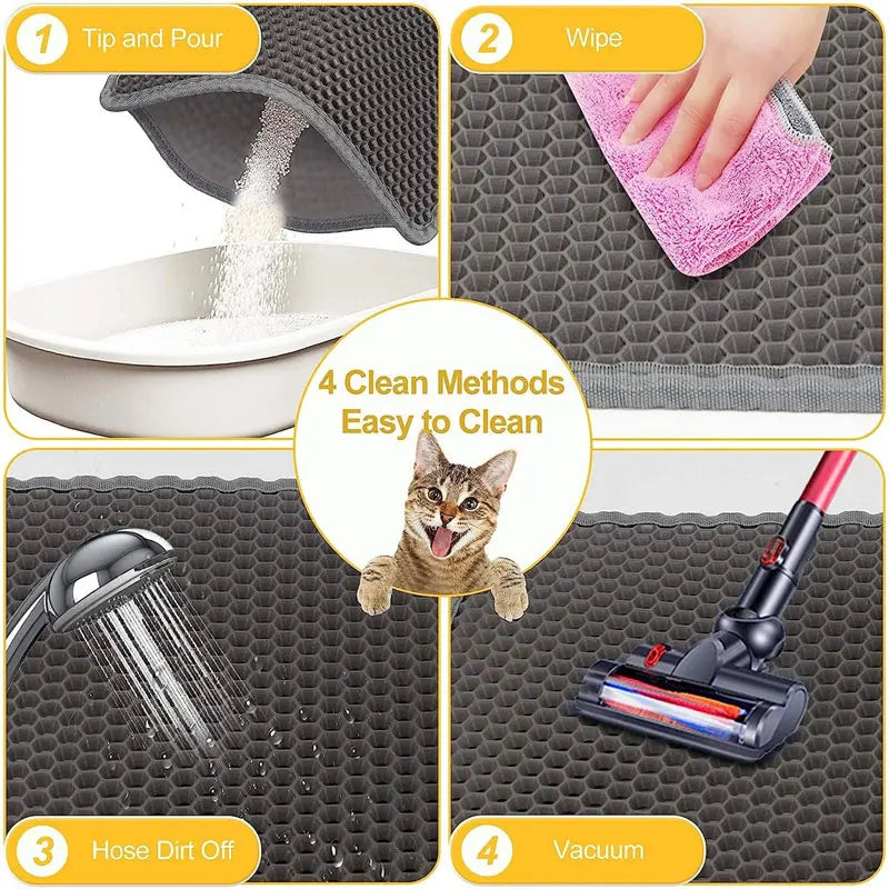 Double Layer Cat Litter Mat - Waterproof Pet Litter Trapping Pad for Clean Floors and Cat Box Accessories