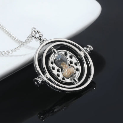 Classic Harry Potter Time-Turner Necklace - 360° Rotatable Hourglass Cosplay Pendant & Wizard Fan Gift