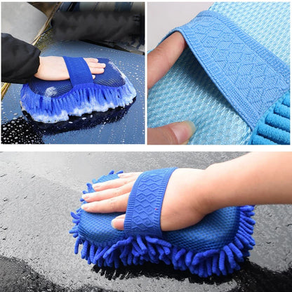 Chenille Car Wash Gloves - Microfiber Sponge for Scratch-Free Cleaning, Coral Velvet Double-Sided Car Cleaning Tool