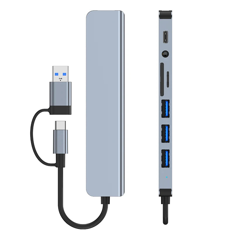USB 3.0 Type-C Adapter Docking Station – Multi-Hub Splitter with USB 2.0 Port, TF/SD Card Reader, Audio Output for MacBook Pro, Computer