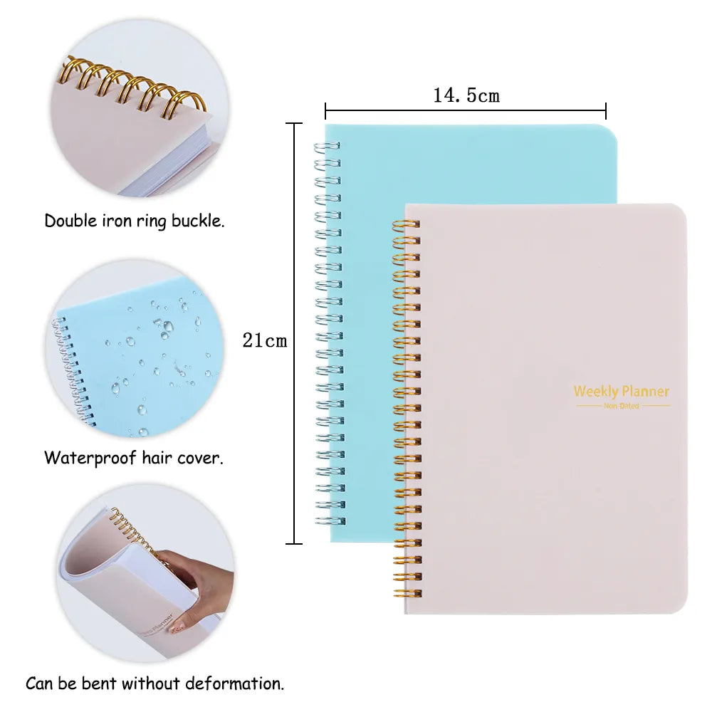 2024 Weekly Planner Agenda - A5 Notebook with Pouch, 52 Weeks Schedules, Stationery for School and Office Supplies