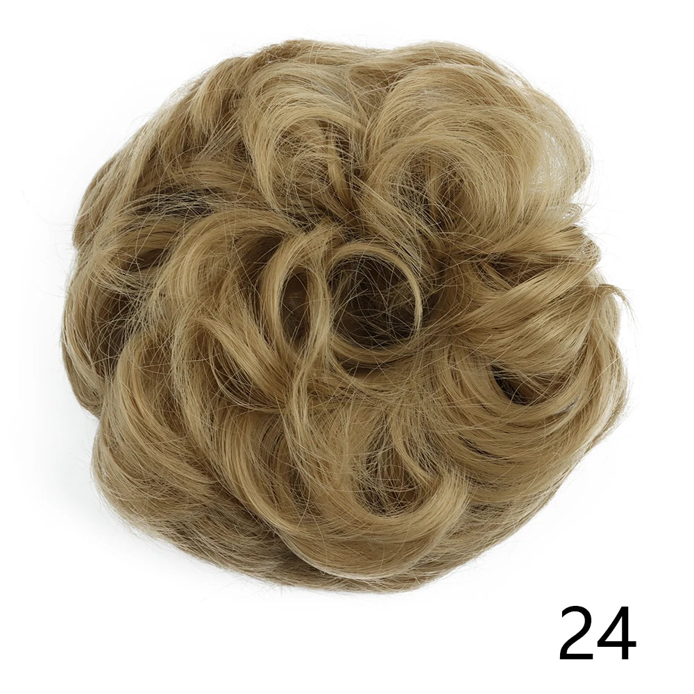 Synthetic Wavy Hair Bun Wig – Elastic Rubber Scrunchie Curly Ponytail Hair Extension for Ladies