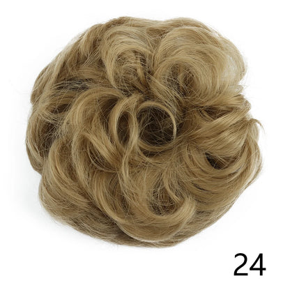 Synthetic Wavy Hair Bun Wig – Elastic Rubber Scrunchie Curly Ponytail Hair Extension for Ladies