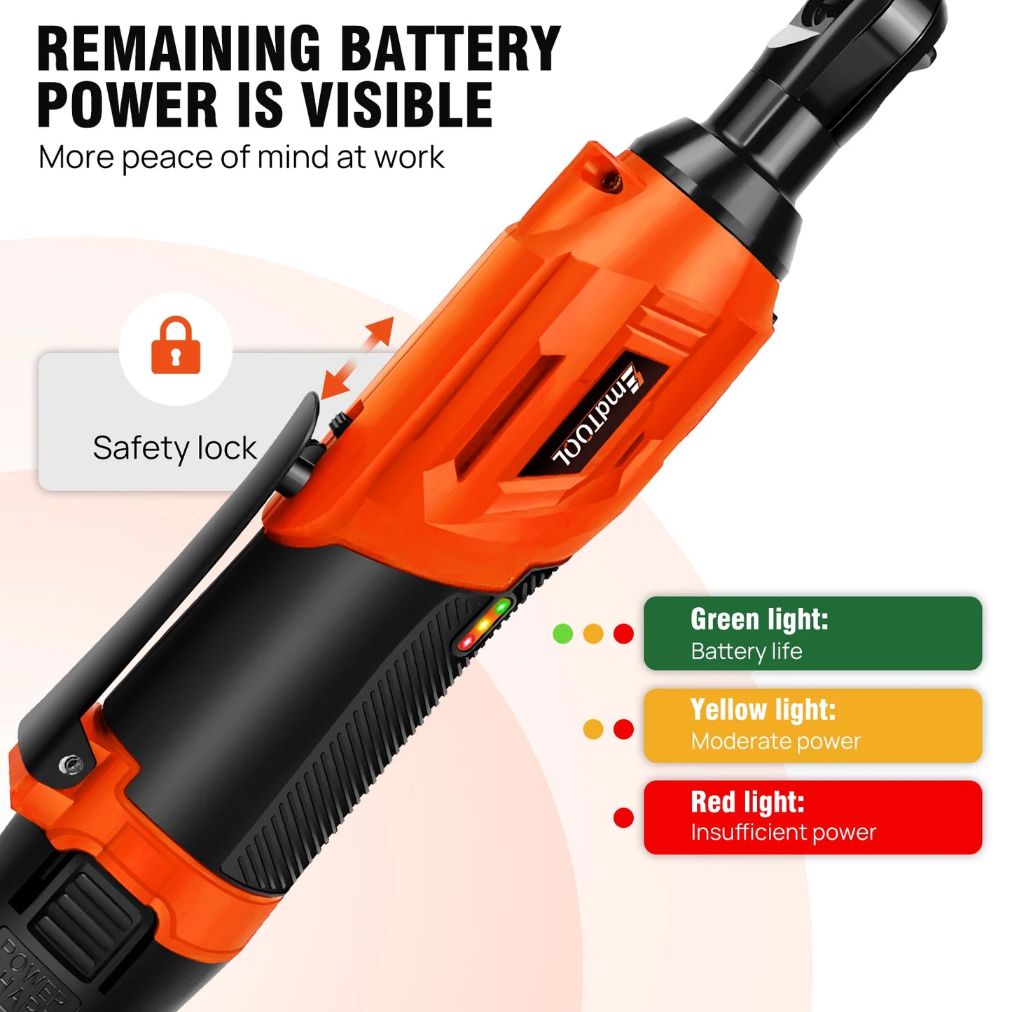 DayPlus 200NM 3/8" Cordless Electric Ratchet Wrench | 90° Angle 12V Power Tool with 2 Batteries, Charger & 7 Sockets