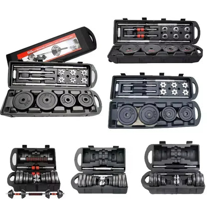 10-30kg Adjustable Cast Iron Dumbbells Set with Box – Black Gym & Home Weightlifting Barbell Connectable