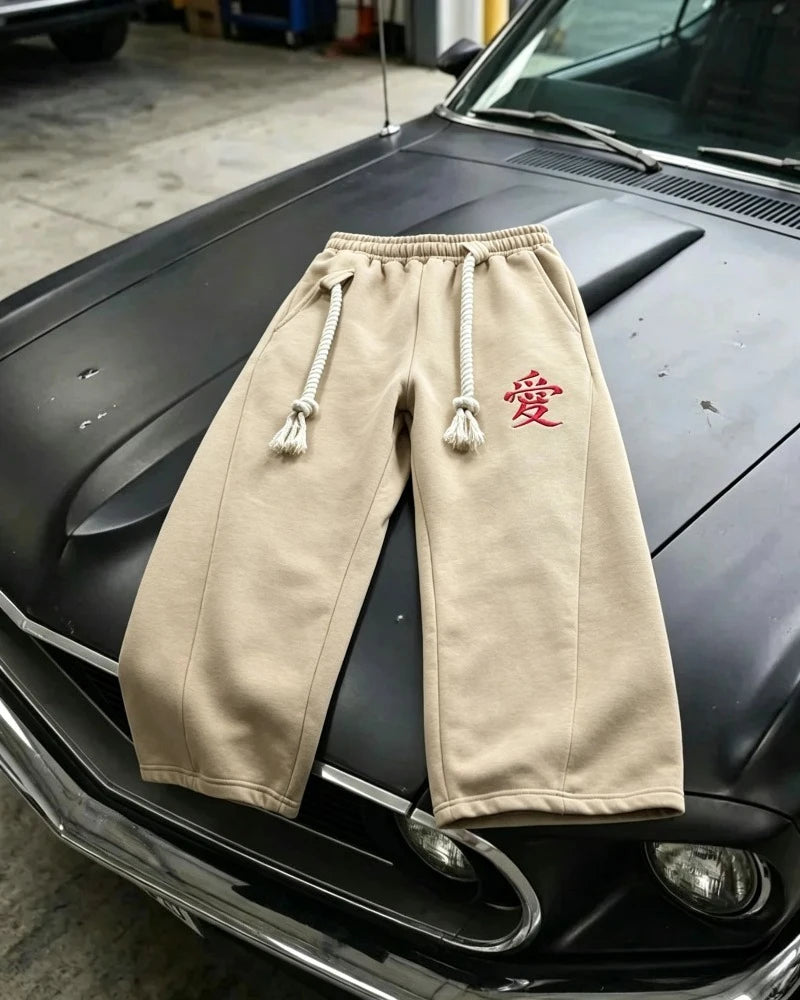 Men's Wide Leg Jogger Pants - Oversized Casual Streetwear with Drawstring
