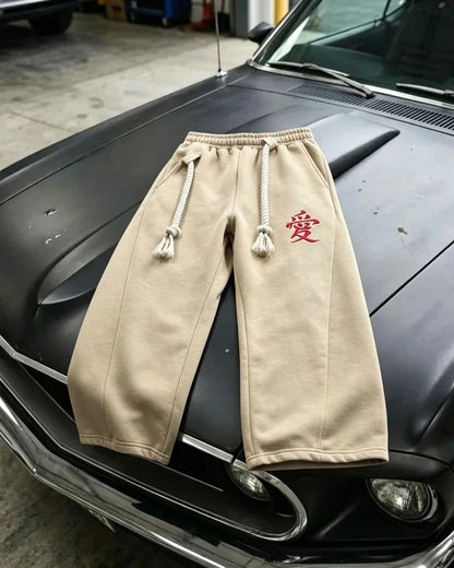 Men's Wide Leg Jogger Pants - Oversized Casual Streetwear with Drawstring