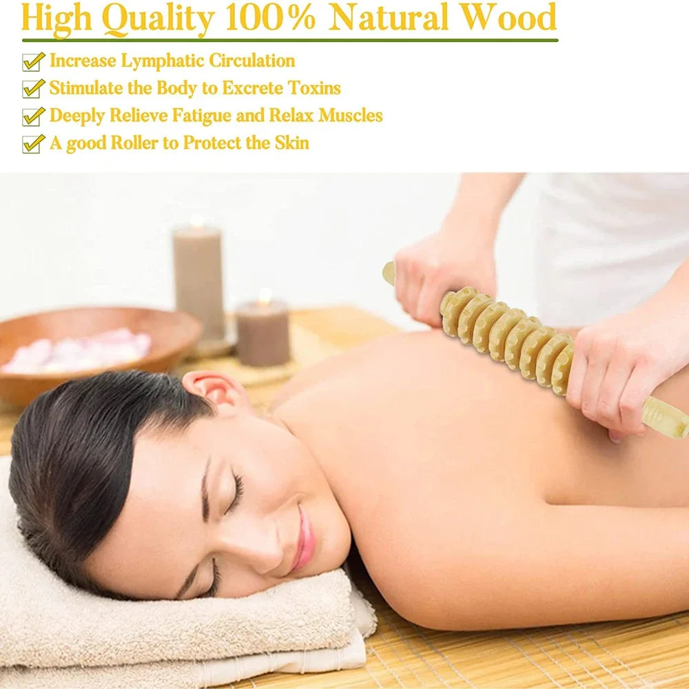 Curved Wooden Cellulite Roller – Body Shaping Massage Tool for Stomach & Lymphatic Drainage Therapy