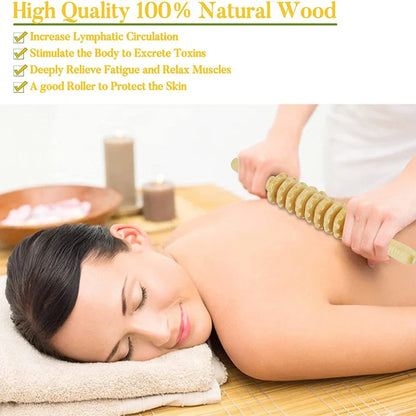 Curved Wooden Cellulite Roller – Body Shaping Massage Tool for Stomach & Lymphatic Drainage Therapy