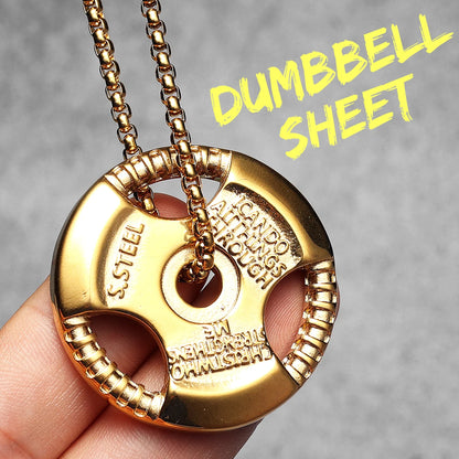 Messi, Ronaldo, Mbappé Football Jersey Necklace – Stainless Steel Dumbbell Pendant Chain for Men, Punk Gym Style