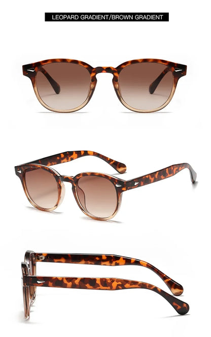JNPCXI Retro Round Sunglasses – Punk Leopard Rivet Fashion Shades UV400 for Men & Women