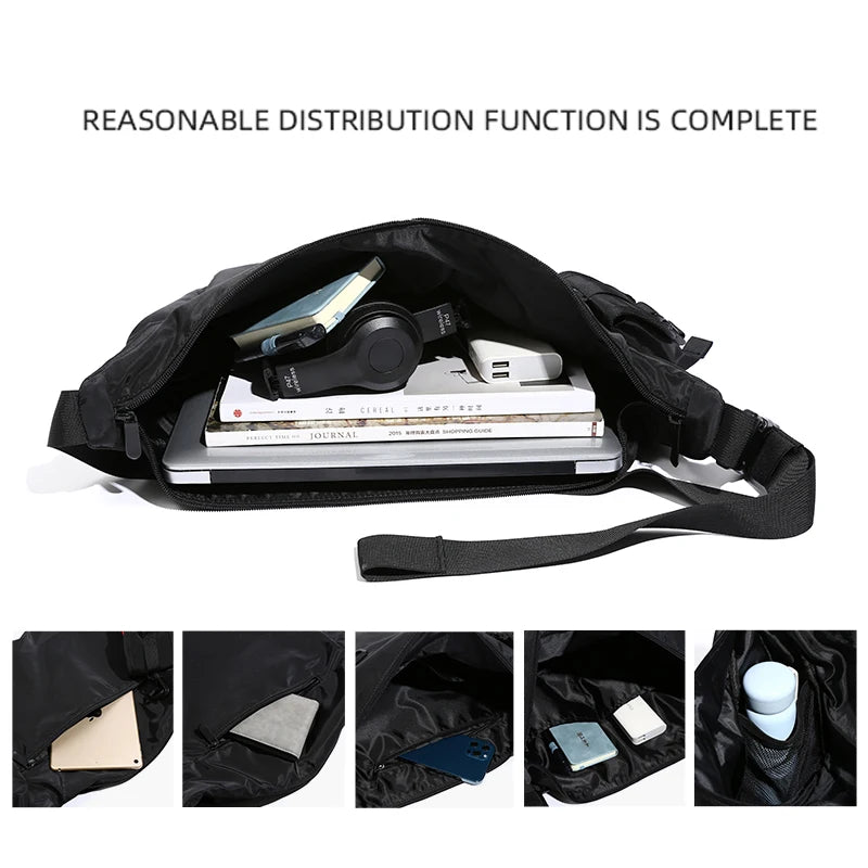 MOYYI INS Korean Style Waterproof Nylon Messenger Bag – Large Unisex Travel & Laptop Crossbody Shoulder Bag