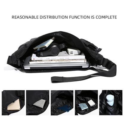 MOYYI INS Korean Style Waterproof Nylon Messenger Bag – Large Unisex Travel & Laptop Crossbody Shoulder Bag