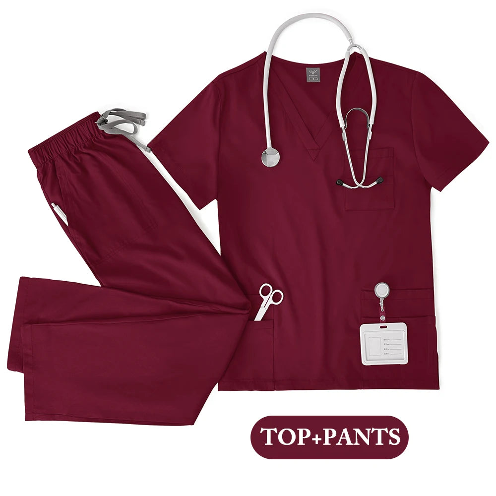 Unisex Medical Scrub Set - Nursing, Dental, Lab & Clinical Workwear Top and Pants