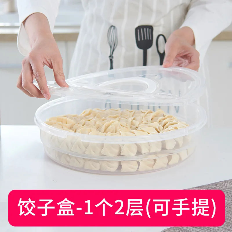 Handheld Dumpling Storage Box - Transparent Food Preservation Tray for Refrigerator & Freezer