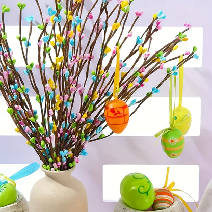 27/47pcs Easter & Spring Artificial Berry Stems with Flowers – DIY Wreath, Bunny Ears & Centerpiece Decorations