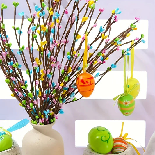 27/47pcs Easter & Spring Artificial Berry Stems with Flowers – DIY Wreath, Bunny Ears & Centerpiece Decorations