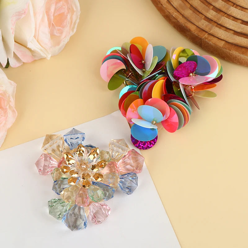 Fabric Sequin & Beaded Flower Shoe Clips – Removable High Heel Buckles, Wedding & Women’s Shoe Decoration