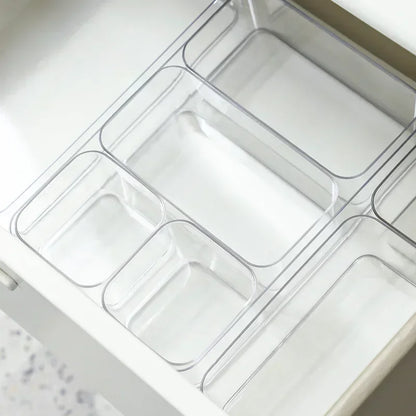 Transparent Plastic Storage Box – Desk Organizer Container for Jewelry, Makeup, and Drawer Organization