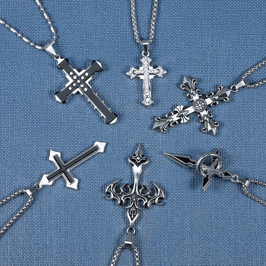 High-Quality Titanium Steel Cross Necklace – Non-Fading Hip-Hop Pendant Chain for Men & Women, Trendy Fashion Gift Jewelry