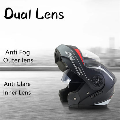 BLD Personalized Full Face Motorcycle Helmet – Dual Lens Modular Flip-Up Casco Moto for Men & Women