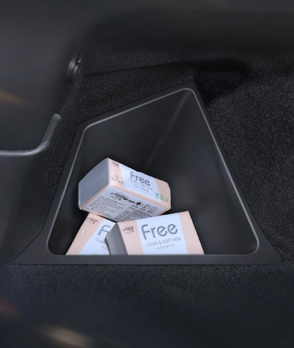 YZ Car Trunk Side Storage Box – Left & Right Organizer for Tesla Model Y Juniper 2021-2025 with Flocking Mat Cover