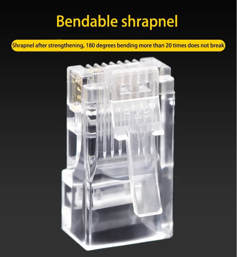 50 PCS RJ45 Cat6 Connectors — Unshielded Perforated Crystal Head for Network Cables