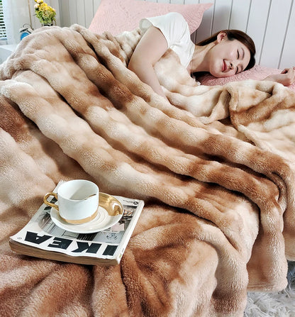 2025 Gradient Color Bubble Fleece Blanket – Double-Sided Milk Fleece Sofa & Air Conditioner Nap Blanket