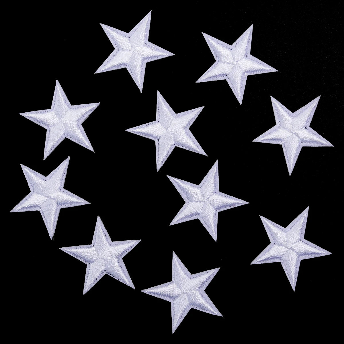 10pcs Mini Star Iron-On Embroidery Patches – Small Pentagram Appliques for DIY Clothing, Black White Gold Fashion Decoration