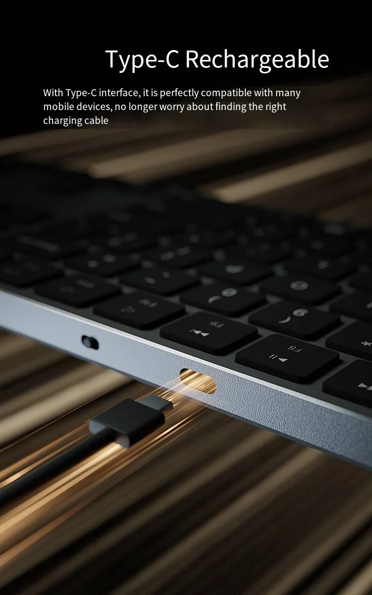 IFXLIFE Universal Wireless Bluetooth Keyboard – Rechargeable Slim Metal Frame Full-Size with Numeric Keys for Windows & macOS