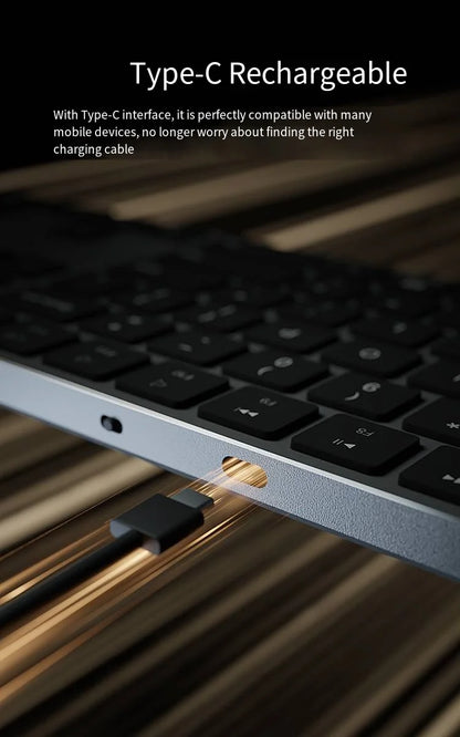 IFXLIFE Universal Wireless Bluetooth Keyboard – Rechargeable Slim Metal Frame Full-Size with Numeric Keys for Windows & macOS
