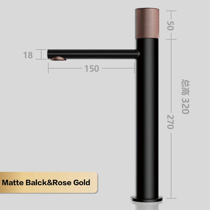 Brass Black Bathroom Faucet – High-End Hot & Cold Round Hand Washing Faucet for Toilet & Hotel