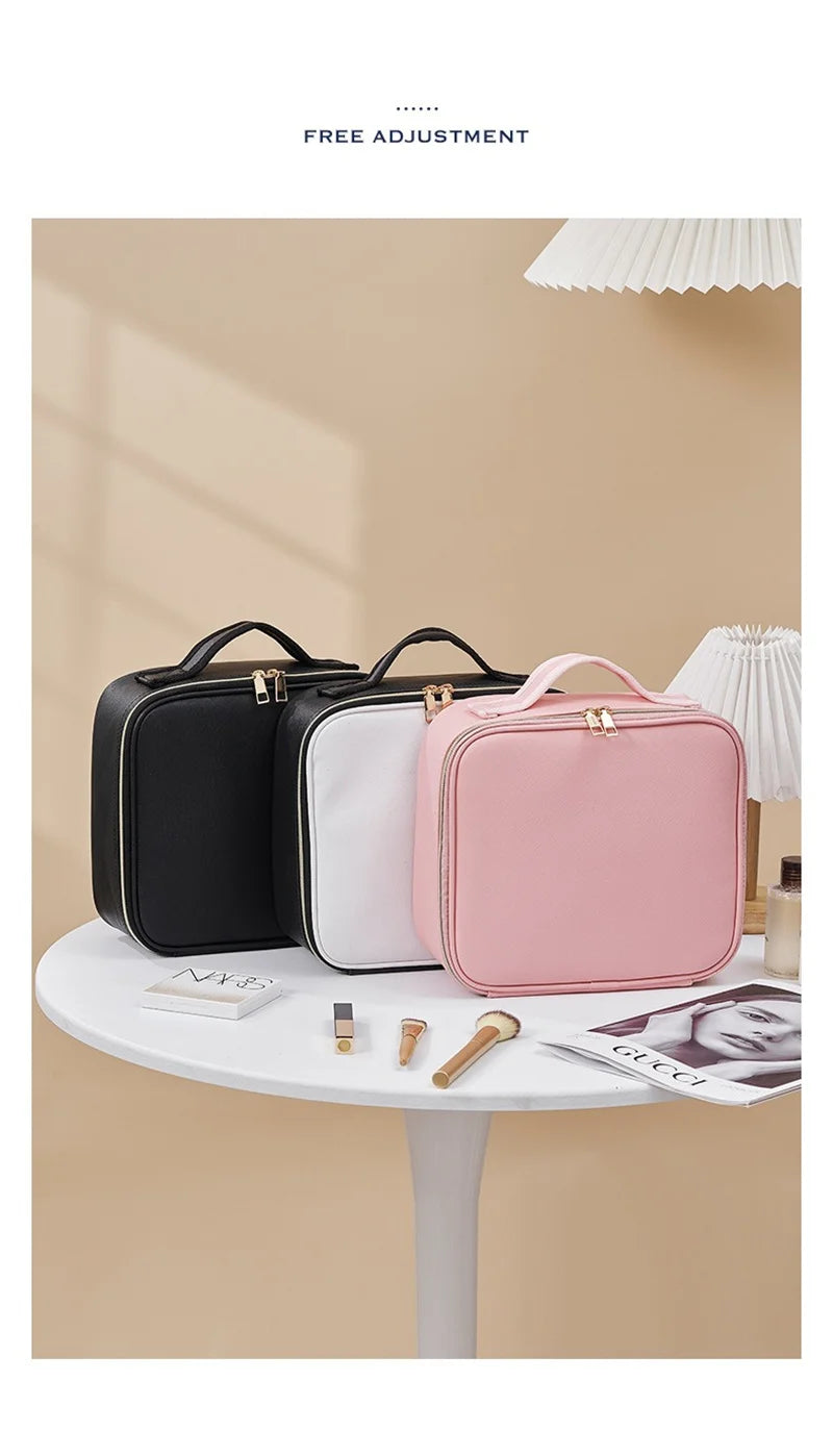 LED Cosmetic Case with Lights & Mirror – Large Capacity Luxury Makeup Bag with Premium Feel