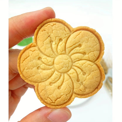 Set of 8 Cartoon Flowers Cookies Cutters - Plastic Pressable Biscuit Mold and Cookie Stamp for Kitchen Baking and Pastry Decoration