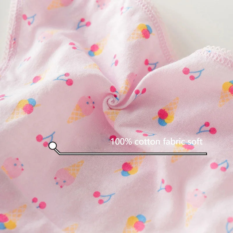3/6/9/12 Pcs Cotton Girls Kids Underwear - Cute Cartoon Print Briefs with Lace Trim Soft Children Short Panties