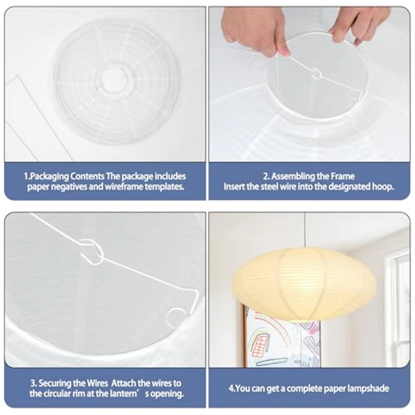 2PCS White Oval Paper Lantern Lampshades - Foldable Hanging Ceiling Light Decor for Home