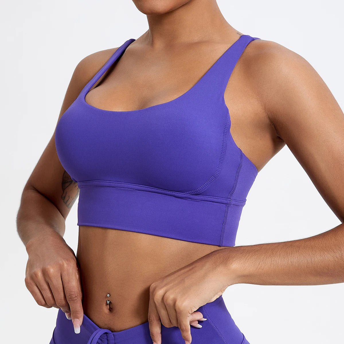Push-Up Sports Bra for Women – Cross Back Yoga Crop Top, Shockproof Gym Fitness Bra for Running & Workout