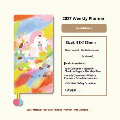 Kinbor 2027 A5/A6 Planner Notebook - Full-Year Daily Journal & Monthly Agenda for Time Management