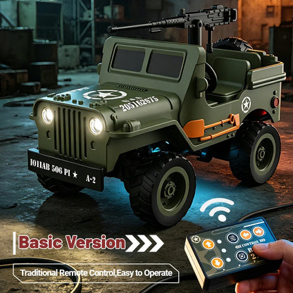 JJRC 1/64 RC Jeep Willys - 2.4G 4WD Military Off-Road Crawler Toy for Kids & Collectors
