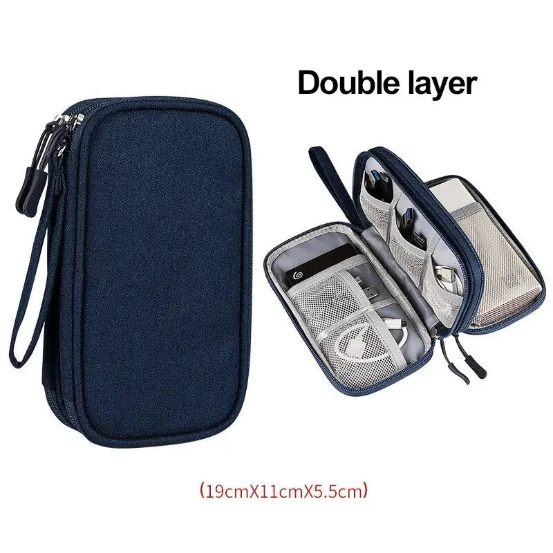 Waterproof Travel Cable Organizer Bag – Portable Double-Layer Storage Pouch for Cables & Chargers