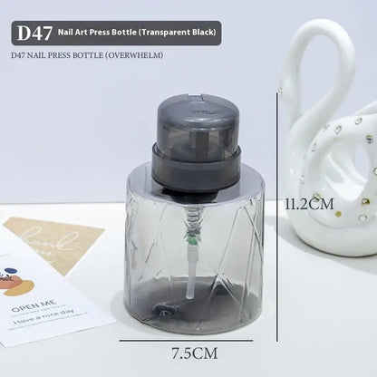 Refillable Lockable Pump Dispenser Bottle - Empty Press Container for Nail Cleaner, Makeup Remover & Personal Care