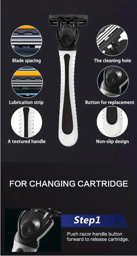 3-Layer Stainless Steel Manual Razor for Men – Washable Travel & Home Shaver for Daily Face Care