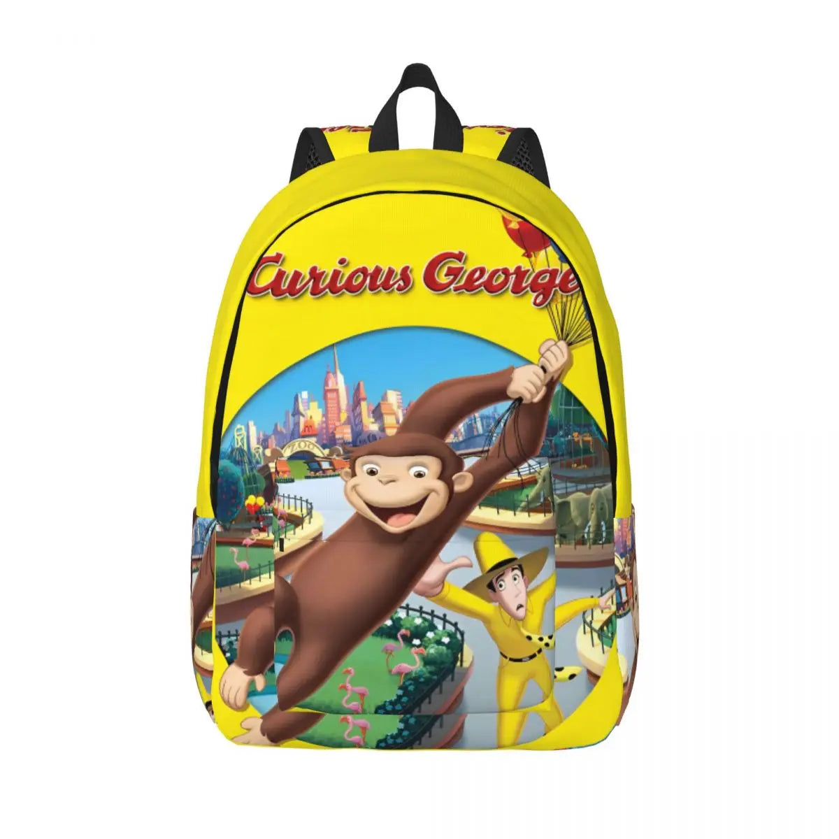 Curious George Cartoon Monkey Backpack - Casual Laptop Shoulder Bag for Students, Work, Travel & Outdoor Use