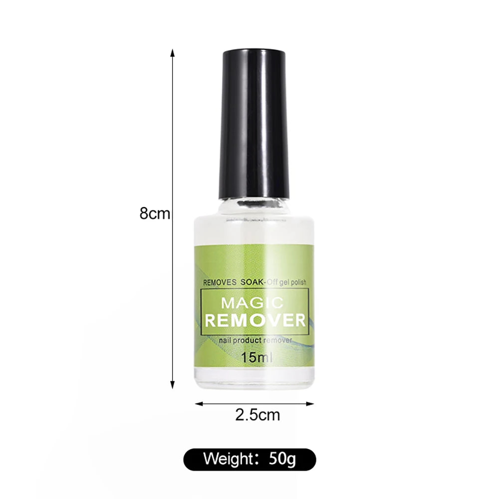 15ML Magic Nail Gel Remover — Fast-Acting UV & Semi-Permanent Polish Remover, Soak-Off Varnish Cleaner for Nail Art